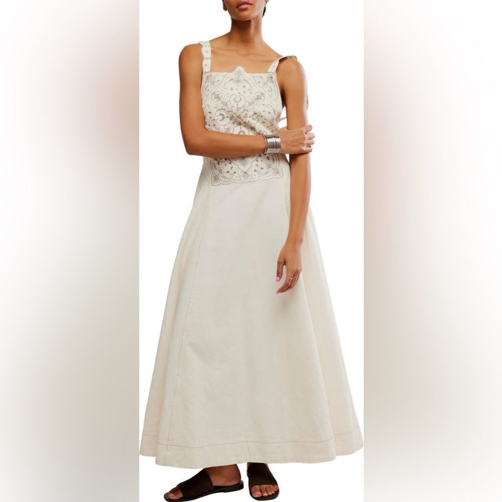 Free People Bali Vienna Sleeveless Maxi Dress NWOT in Clean Ivory Size Medium
